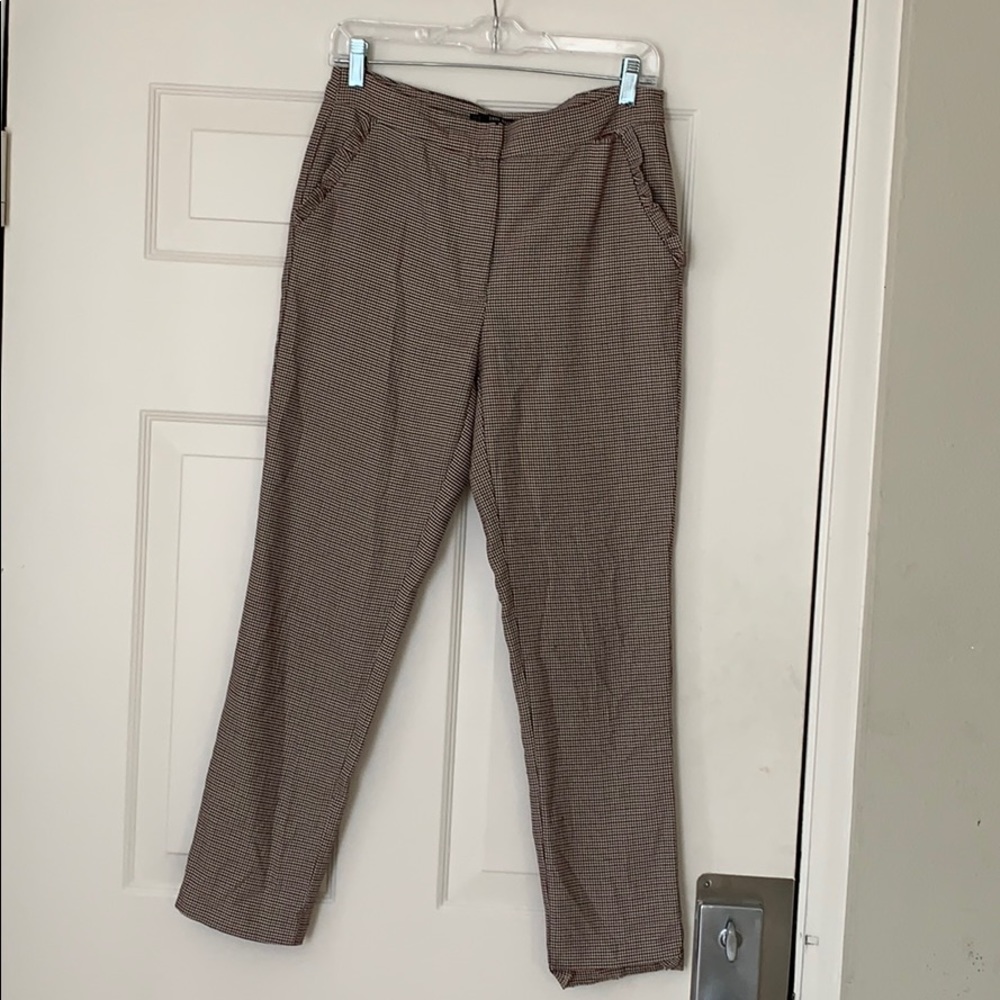 Zara red plaid trousers